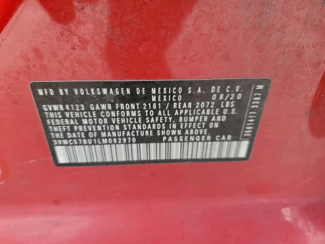 3VWC57BU1LM092970 - 2020 VOLKSWAGEN JETTA S RED photo 12