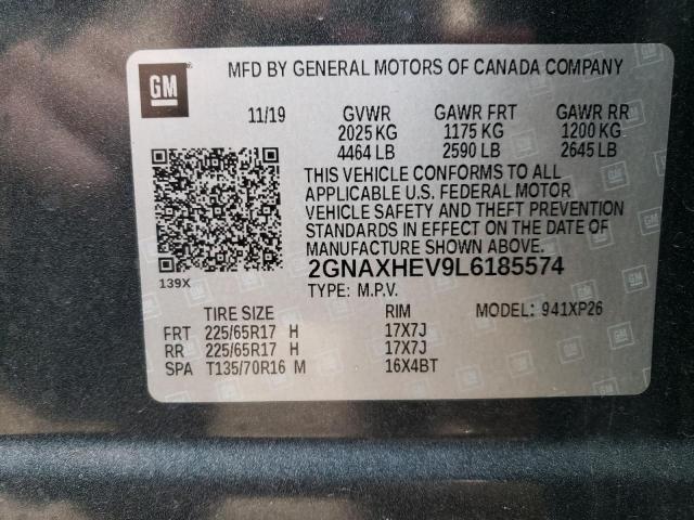 2GNAXHEV9L6185574 - 2020 CHEVROLET EQUINOX LS GRAY photo 12