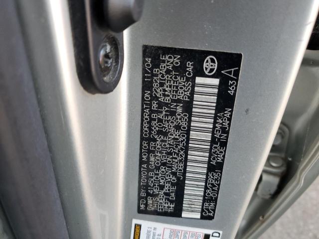JTDBE32K753010850 - 2005 TOYOTA CAMRY LE SILVER photo 12