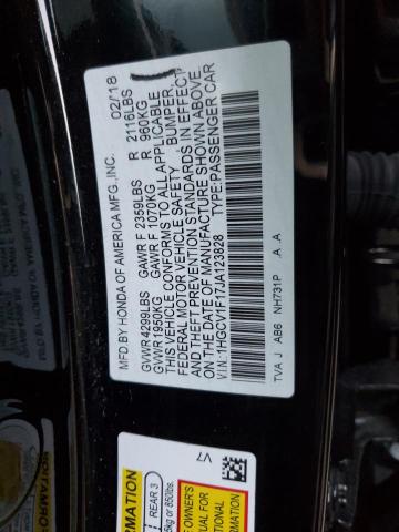 1HGCV1F17JA123828 - 2018 HONDA ACCORD LX BLACK photo 12