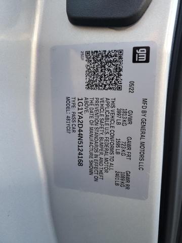 1G1YA2D44N5124168 - 2022 CHEVROLET CORVETTE STINGRAY 1LT SILVER photo 13