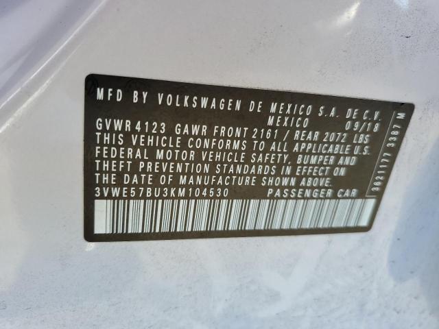 3VWE57BU3KM104530 - 2019 VOLKSWAGEN JETTA SEL WHITE photo 12