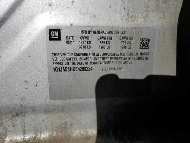 1G1JA5SHXE4209224 - 2014 CHEVROLET SONIC LS SILVER photo 12