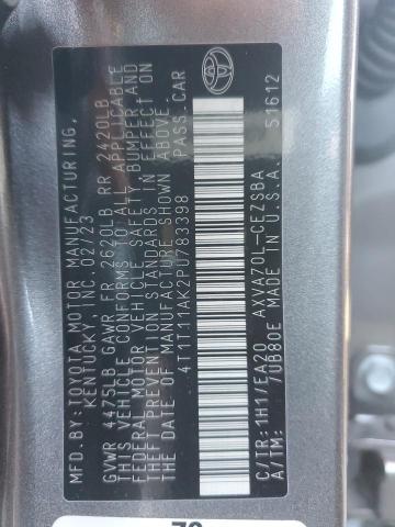 4T1T11AK2PU783398 - 2023 TOYOTA CAMRY SE NIGHT SHADE GRAY photo 12