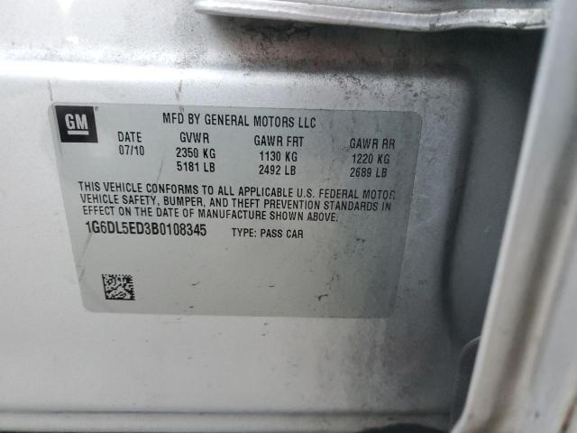 1G6DL5ED3B0108345 - 2011 CADILLAC CTS PERFORMANCE COLLECTION SILVER photo 12