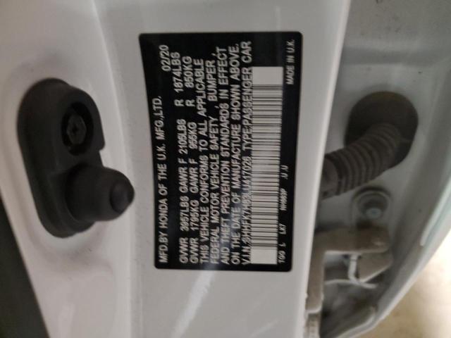 SHHFK7H83LU417026 - 2020 HONDA CIVIC EXL WHITE photo 12