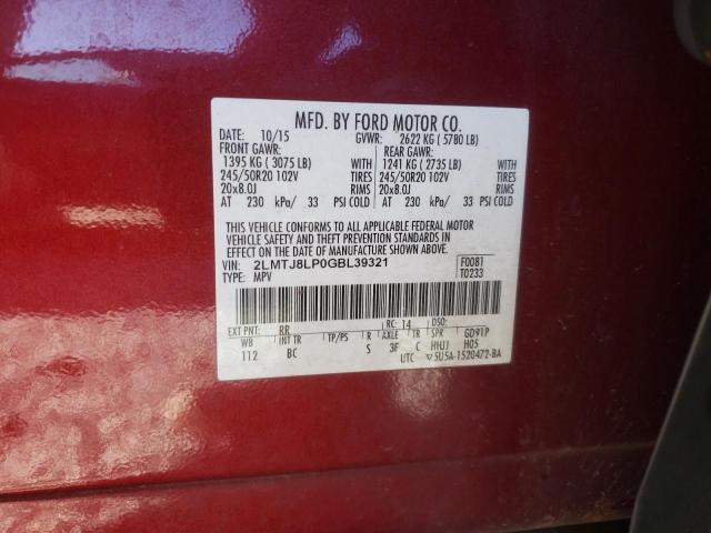 2LMTJ8LP0GBL39321 - 2016 LINCOLN MKX RESERVE Qırmızı foto 13