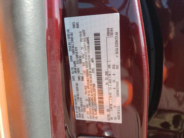 5LMCJ2D99KUL02759 - 2019 LINCOLN MKC SELECT 栗色 照片 13