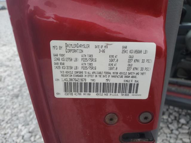 1J4GL38K76W219678 - 2006 JEEP LIBERTY RENEGADE MAROON photo 13