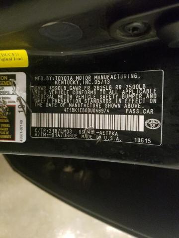 4T1BK1EB0DU046974 - 2013 TOYOTA AVALON BASE BLACK photo 12