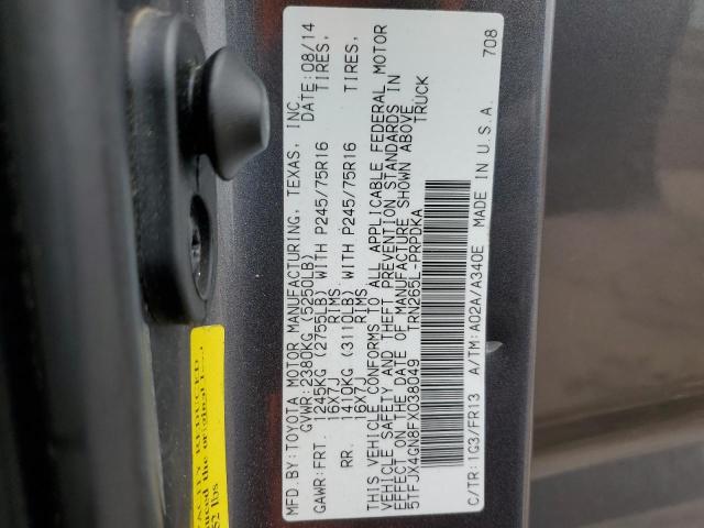 5TFJX4GN8FX038049 - 2015 TOYOTA TACOMA DOUBLE CAB PRERUNNER GRAY photo 13