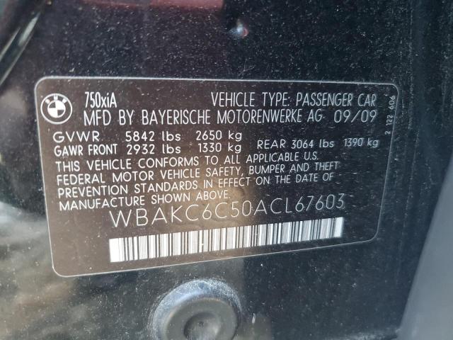 WBAKC6C50ACL67603 - 2010 BMW 750 I XDRIVE BLACK photo 12