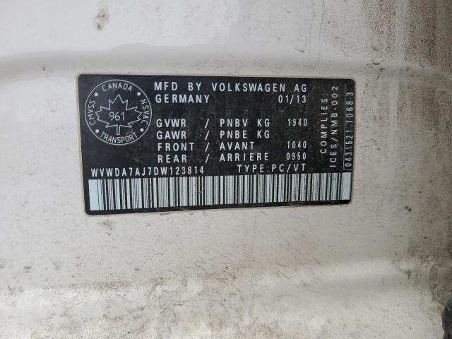 WVWDA7AJ7DW123814 - 2013 VOLKSWAGEN GOLF თეთრი ფოტო 12