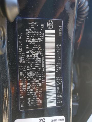 4T1S11AK8RU907592 - 2024 TOYOTA CAMRY SE NIGHT SHADE BLACK photo 12