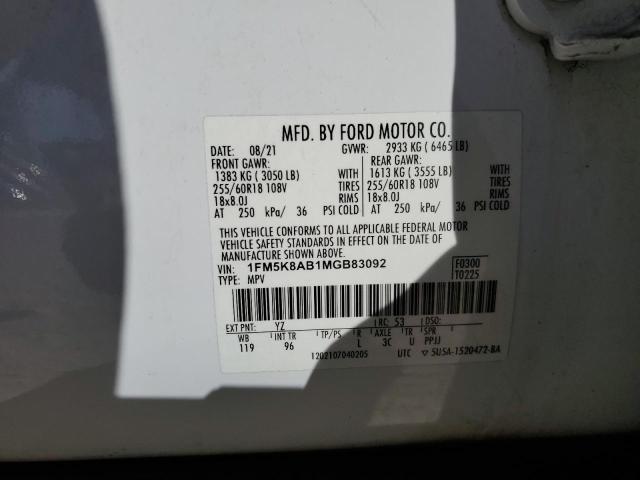 1FM5K8AB1MGB83092 - 2021 FORD EXPLORER POLICE INTERCEPTOR Ağ foto 14