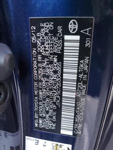 JTKJF5C72D3046855 - 2013 TOYOTA SCION TC ლურჯი ფოტო 12