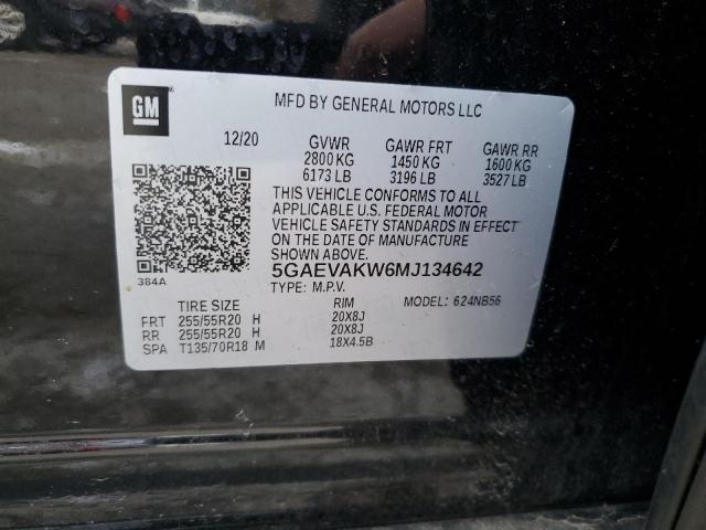 5GAEVAKW6MJ134642 - 2021 BUICK ENCLAVE ESSENCE BLACK photo 13