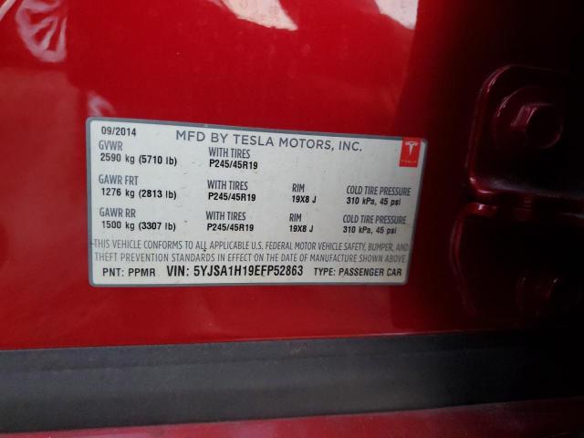 5YJSA1H19EFP52863 - 2014 TESLA MODEL S RED photo 12