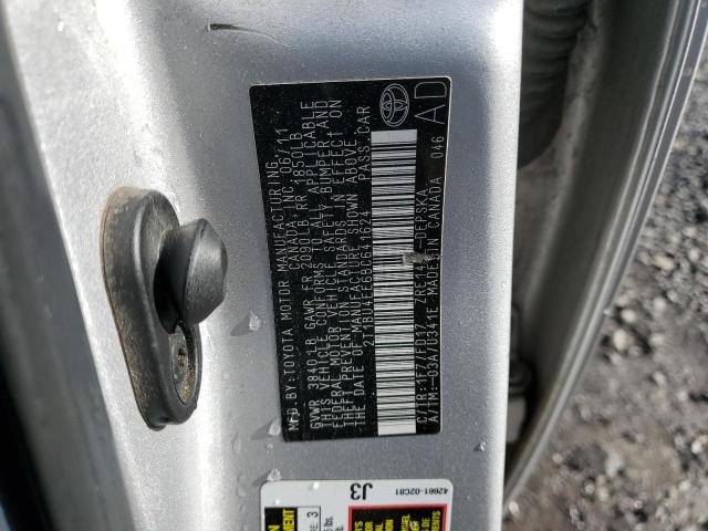 2T1BU4EE6BC641624 - 2011 TOYOTA COROLLA BASE SILVER photo 12