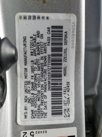 1NXBR32E87Z773399 - 2007 TOYOTA COROLLA CE ვერცხლისფერი ფოტო 12