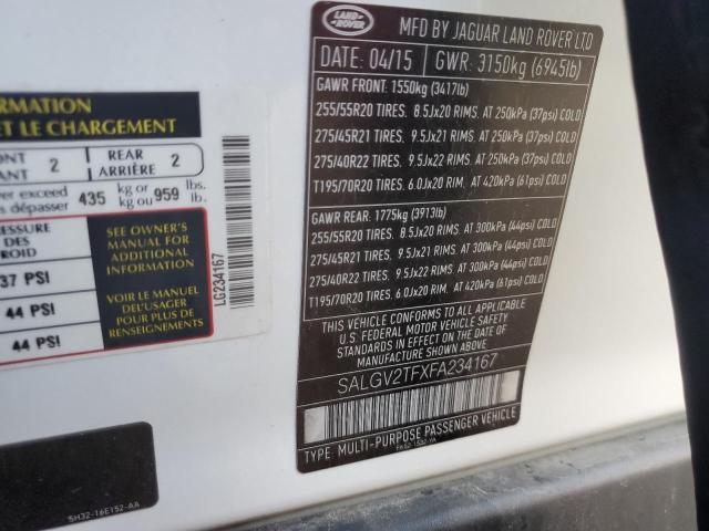 SALGV2TFXFA234167 - 2015 LAND ROVER RANGE ROVE AUTOBIOGRAPHY WHITE photo 13