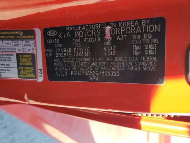 KNDJP3A52G7865355 - 2016 KIA SOUL + RED photo 13