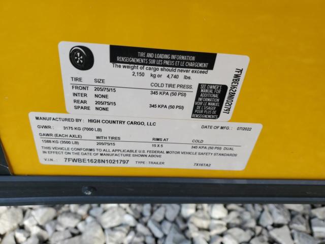 7FWBE1628N1021797 - 2022 HSPC 6X12 YELLOW photo 10