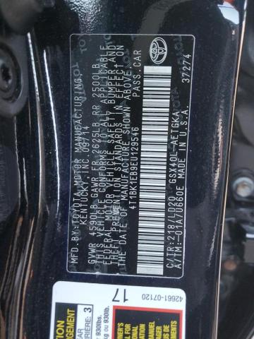 4T1BK1EB9EU129546 - 2014 TOYOTA AVALON BASE 黑色 照片 12