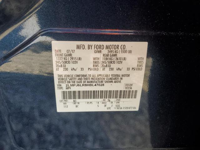 2LMPJ6LR8HBL47028 - 2017 LINCOLN MKX RESERVE Կապույտ լուսանկար 13