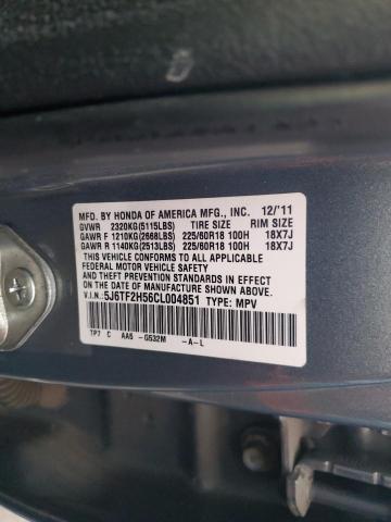 5J6TF2H56CL004851 - 2012 HONDA CROSSTOUR EXL ტურკოუსი ფოტო 12