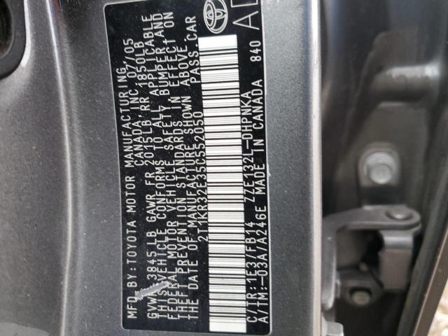 2T1KR32E35C552050 - 2005 TOYOTA COROLLA MA XR GRAY photo 13