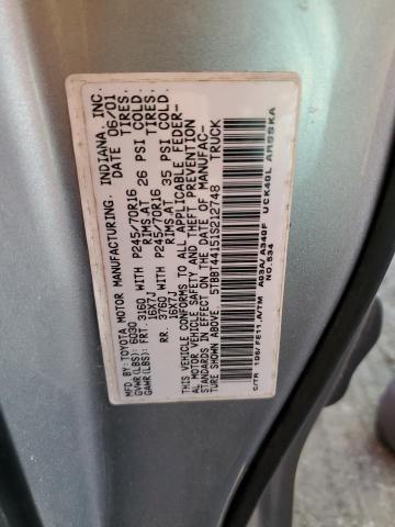 5TBBT44151S212748 - 2001 TOYOTA TUNDRA ACCESS CAB ვერცხლისფერი ფოტო 12