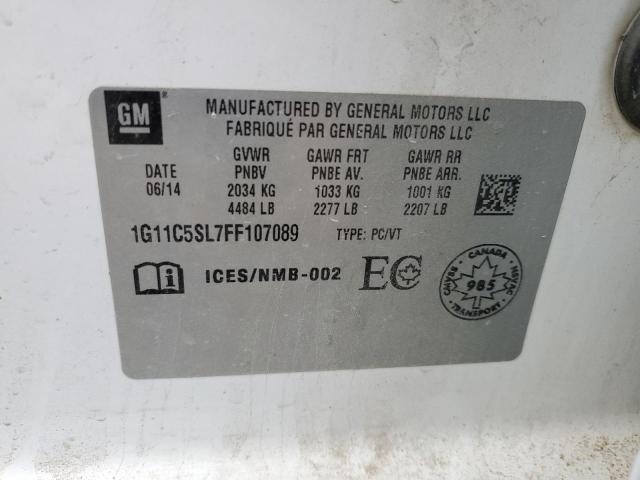 1G11C5SL7FF107089 - 2015 CHEVROLET MALIBU 1LT თეთრი ფოტო 13