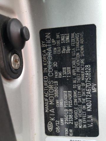 KNDJT2A67D7518128 - 2013 KIA SOUL + SILVER photo 12