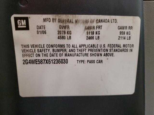 2G4WE587X61236030 - 2006 BUICK LACROSSE CXS BLUE photo 12