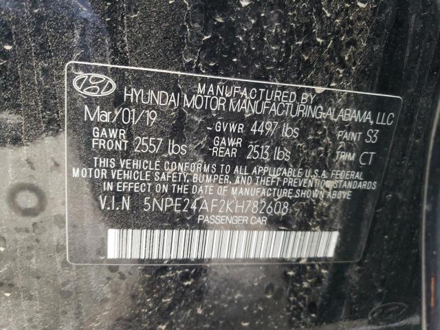 5NPE24AF2KH782608 - 2019 HYUNDAI SONATA SE BLACK photo 12