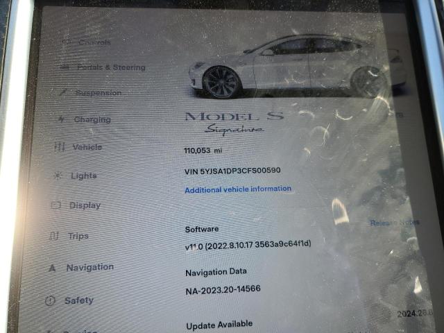 5YJSA1DP3CFS00590 - 2012 TESLA MODEL S WHITE photo 9