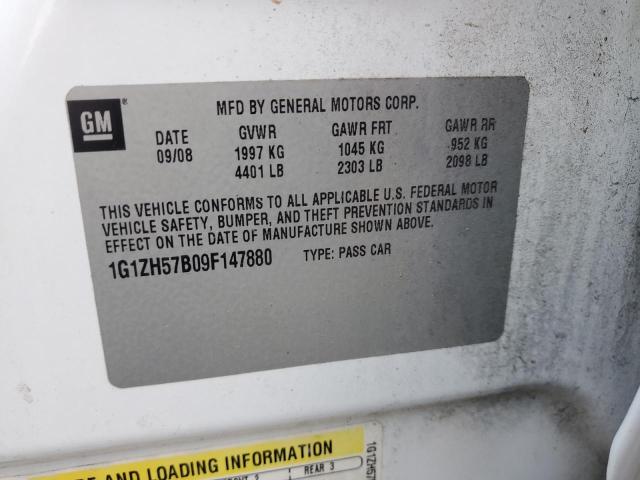 1G1ZH57B09F147880 - 2009 CHEVROLET MALIBU 1LT WHITE photo 12