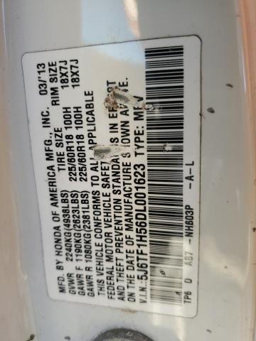 5J6TF1H56DL001623 - 2013 HONDA CROSSTOUR EXL თეთრი ფოტო 12