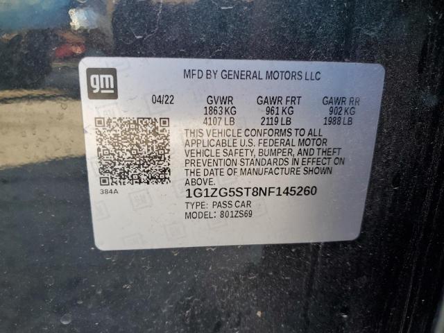 1G1ZG5ST8NF145260 - 2022 CHEVROLET MALIBU RS 黑色 照片 13