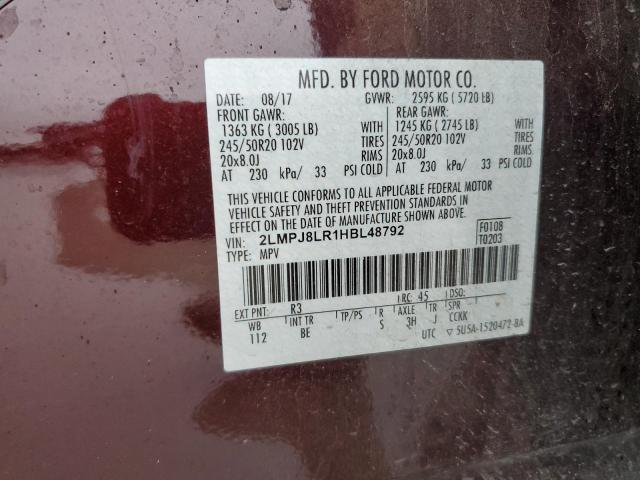 2LMPJ8LR1HBL48792 - 2017 LINCOLN MKX RESERVE BURGUNDY photo 12