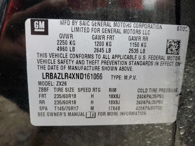 LRBAZLR4XND161066 - 2022 BUICK ENVISION PREFERRED შავი ფოტო 13