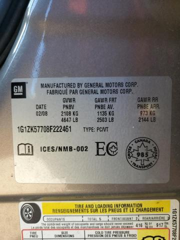 1G1ZK57708F222461 - 2008 CHEVROLET MALIBU LTZ თაფლისფერი ფოტო 12