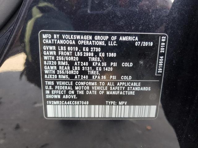 1V2MR2CA4KC587049 - 2019 VOLKSWAGEN ATLAS SEL BLACK photo 13