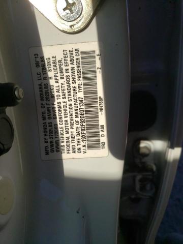 19XFB2F92DE071347 - 2013 HONDA CIVIC EXL თეთრი ფოტო 12