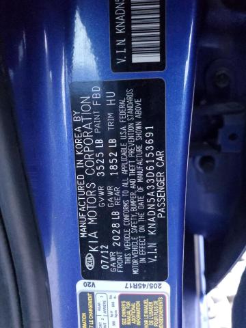 KNADN5A33D6153691 - 2013 KIA RIO EX BLUE photo 12