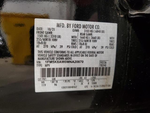 1FM5K8AW0MNA20870 - 2021 FORD EXPLORER POLICE INTERCEPTOR 黑色 照片 13