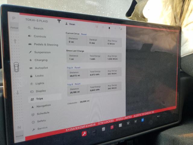 5YJSA1E62MF434808 - 2021 TESLA MODEL S WHITE photo 9