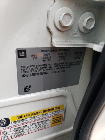 1G4GE5ED7BF269343 - 2011 BUICK LACROSSE CXS WHITE photo 12