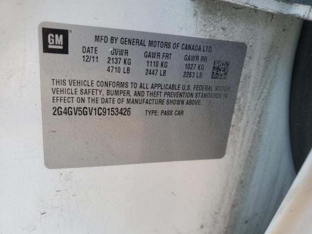 2G4GV5GV1C9153426 - 2012 BUICK REGAL GS WHITE photo 12